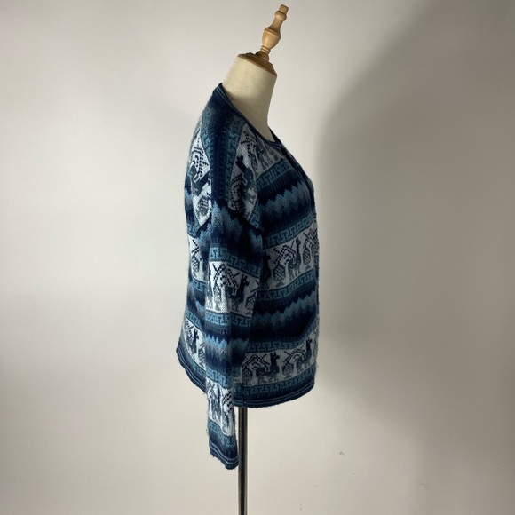 ARTESENIAS Los Andes Alpaca Wool Cardigan Womens Large Blue - Picture 5 of 7